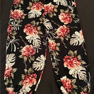Floral Black Pants
